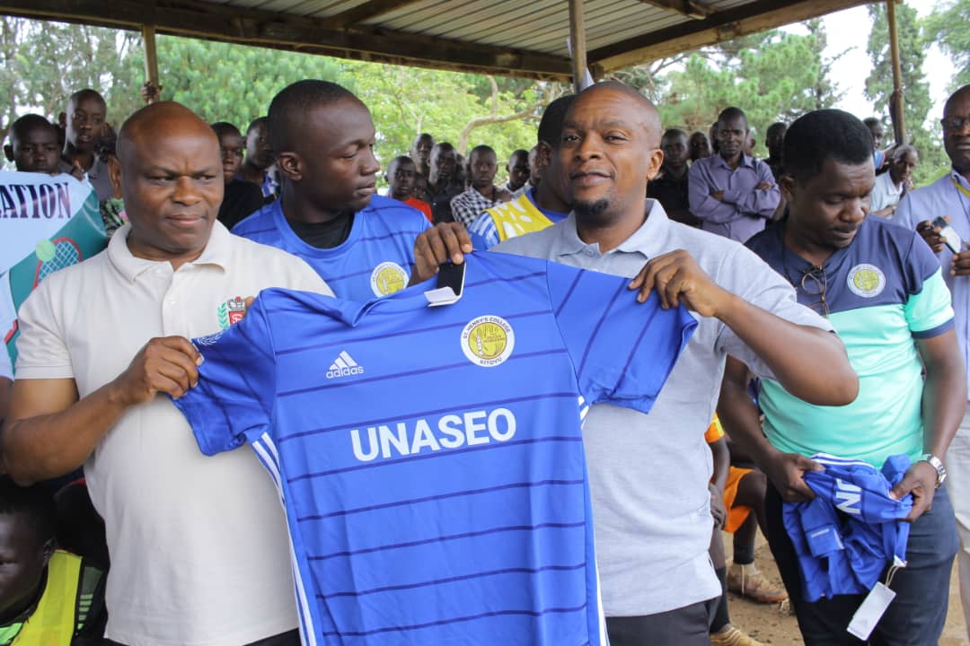 UNASEO donates sports gear to St Henry’s College Kitovu